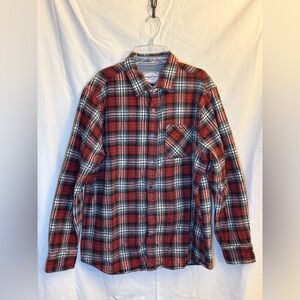 Flag and Anthem Flannel Western Shirt Mens Size XL Black & Red  Plaid